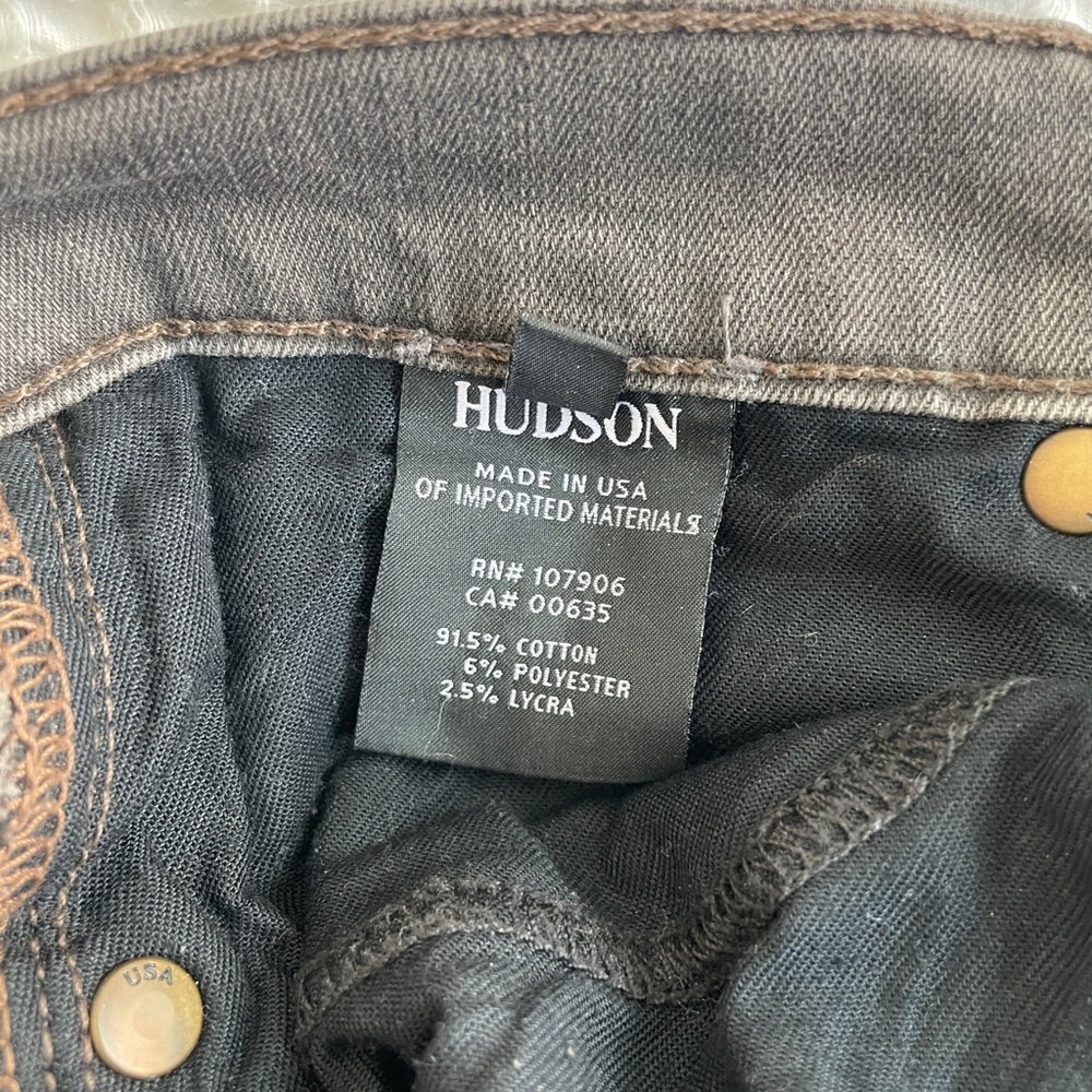 Hudson Jeans Nico Mid Rise Skinny Jeans Charcoal Black Stretch | Size 27 - Picture 13 of 14